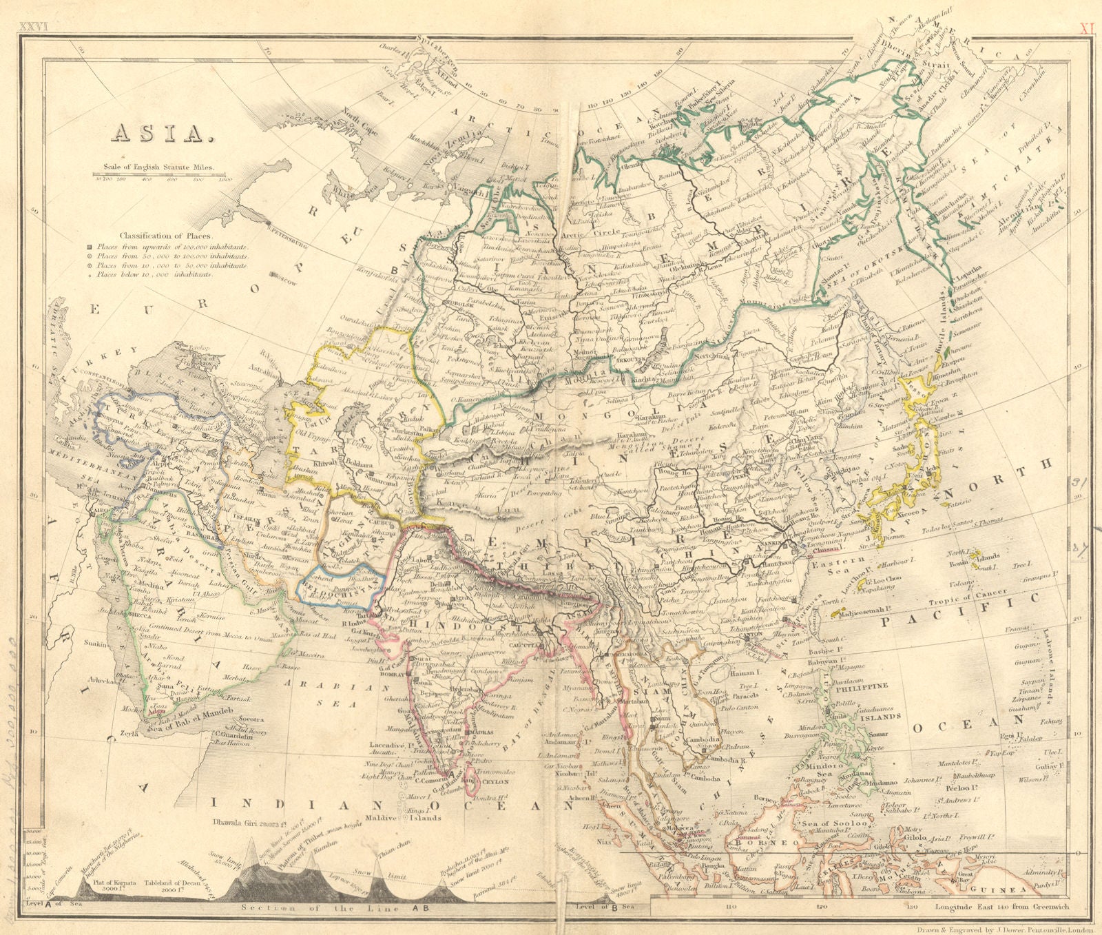 ASIA. Asia c1850 old antique vintage map plan chart